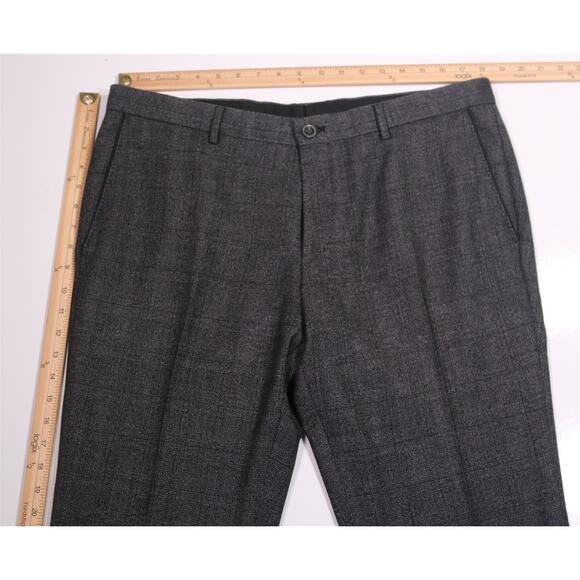 Hugo Boss Current Giro Gray Black Knit Woven Flat Front Wool Dress Pants 38x29 - Picture 4 of 8